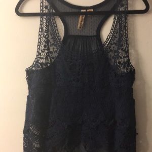 NWOT crochet navy blue tank top